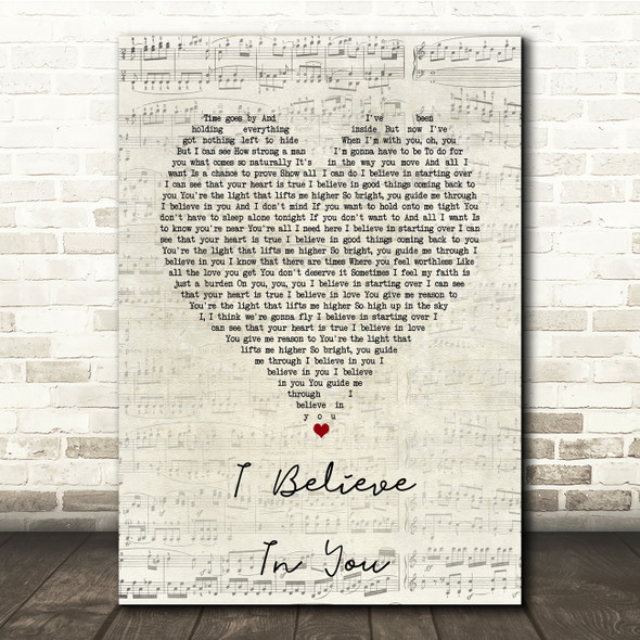 Michael Buble I Believe In You Script Heart Song Lyric Music Print