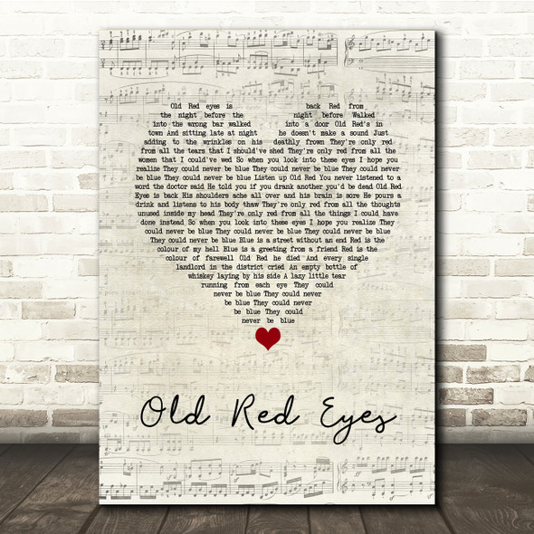 The Beautiful South Old Red Eyes Script Heart Song Lyric Music Print