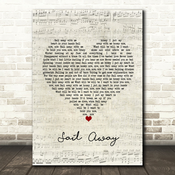 David Gray Sail Away Script Heart Song Lyric Music Print