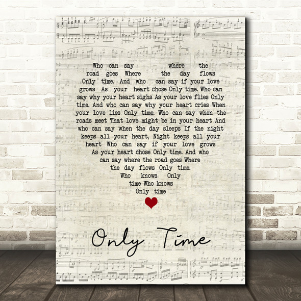 Enya Only Time Script Heart Song Lyric Music Print