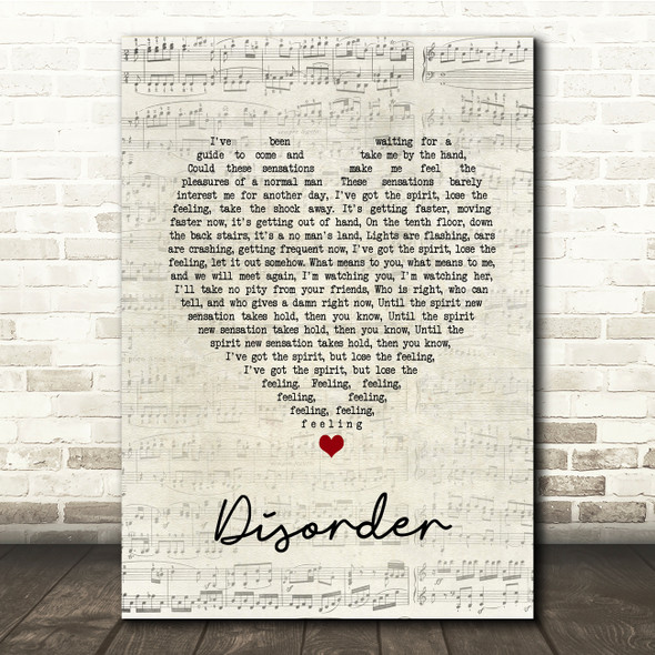 Joy Division Disorder Script Heart Song Lyric Music Print