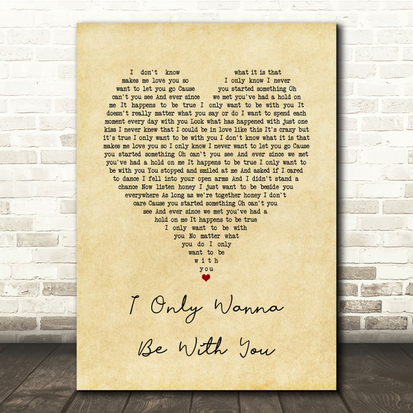 Volbeat I Only Wanna Be With You Vintage Heart Song Lyric Music Print