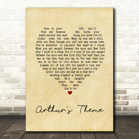 Christopher Cross Arthur's Theme Vintage Heart Song Lyric Music Print