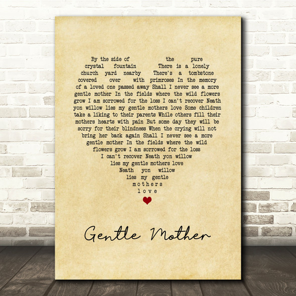 Foster and Allen Gentle Mother Vintage Heart Song Lyric Music Print
