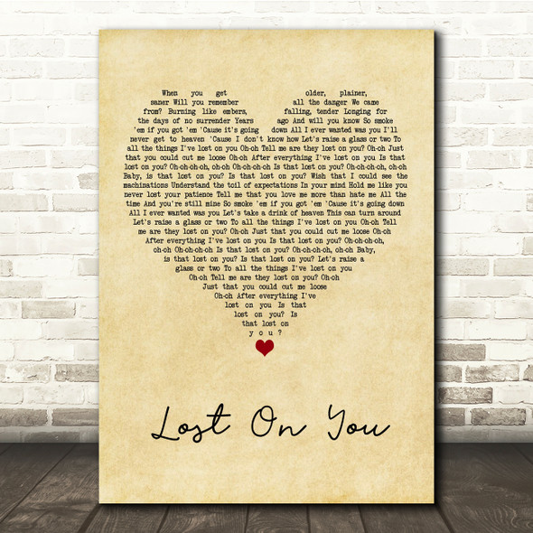Laura Pergolizzi Lost On You Vintage Heart Song Lyric Music Print