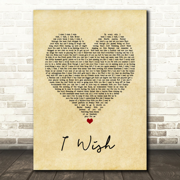 R Kelly I Wish Vintage Heart Song Lyric Music Print