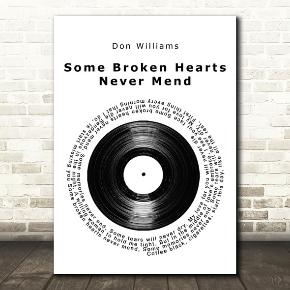 Don Williams Some Broken Hearts Never Mend Vinyl Record Song Lyric Music Print
