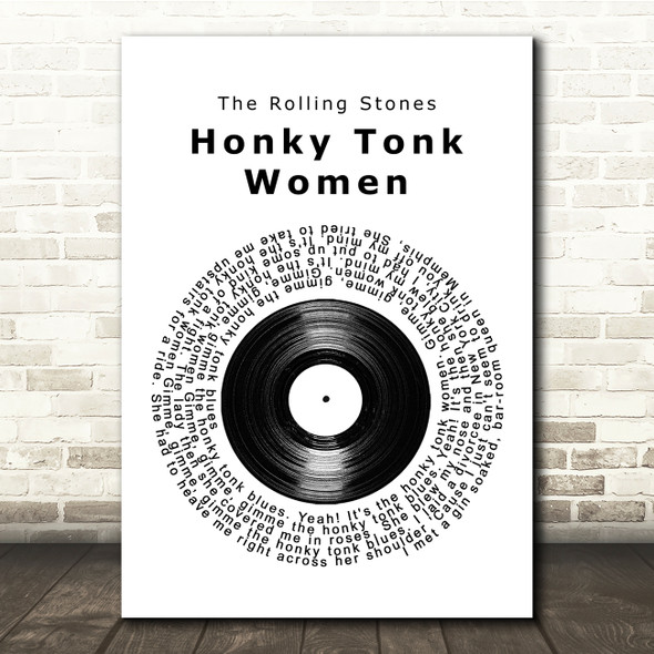 The Rolling Stones Honky Tonk Women Vinyl Record Song Lyric Music Print