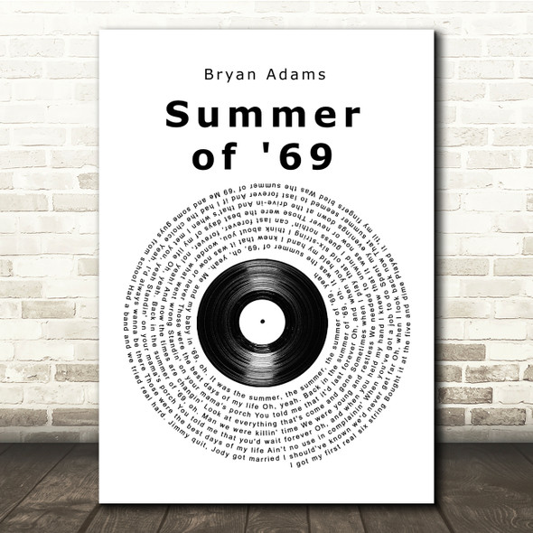 Bryan Adams Summer of '69 Vinyl Record Song Lyric Music Print