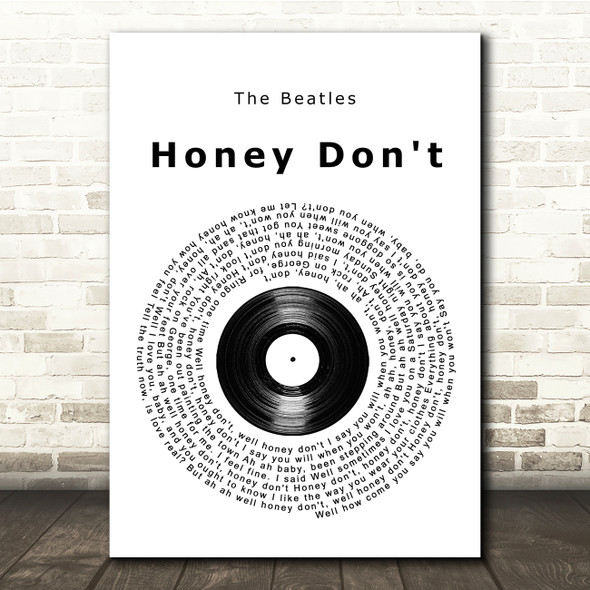 The Beatles Honey Don't Vinyl Record Song Lyric Music Print