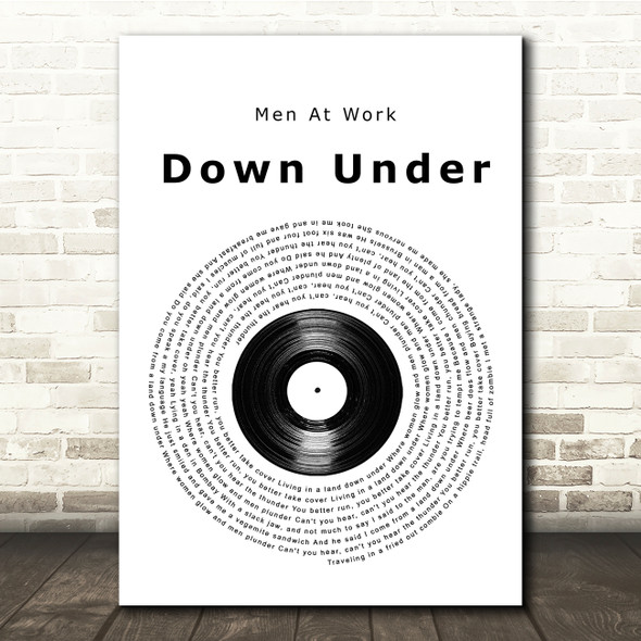 Men At Work Down Under Vinyl Record Song Lyric Music Print