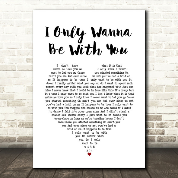 Volbeat I Only Wanna Be With You White Heart Song Lyric Music Print