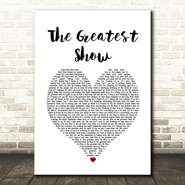 Hugh Jackman The Greatest Show White Heart Song Lyric Music Print