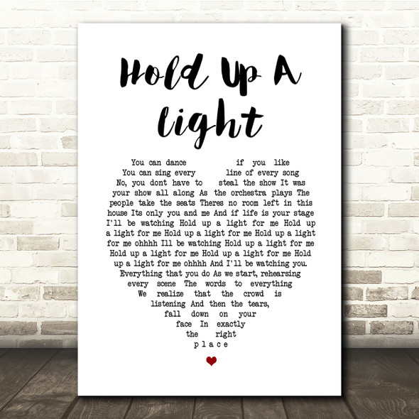 Take That Hold Up A Light White Heart Song Lyric Music Print