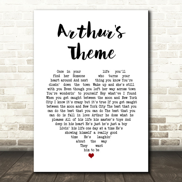 Christopher Cross Arthur's Theme White Heart Song Lyric Music Print
