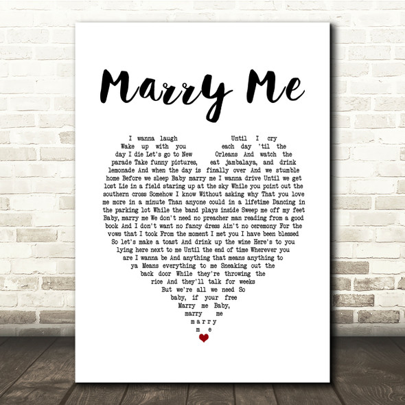 Amanda Marshall Marry Me White Heart Song Lyric Music Print