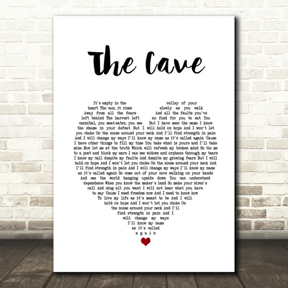 Mumford & Sons The Cave White Heart Song Lyric Music Print