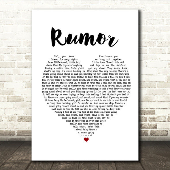 Lee Brice Rumor White Heart Song Lyric Music Print