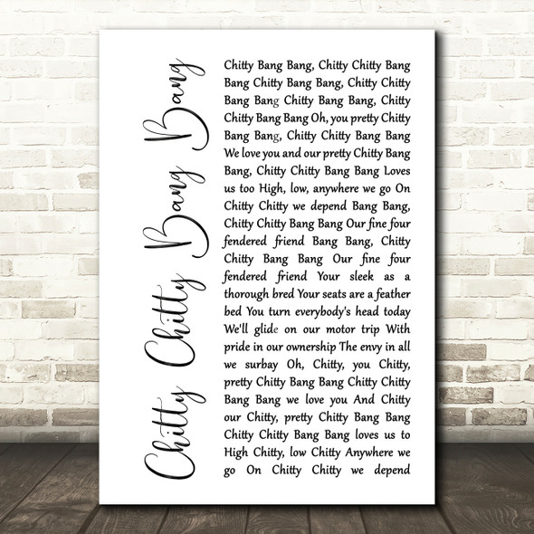 Dick Van Dyke Chitty Chitty Bang Bang White Script Song Lyric Music Print