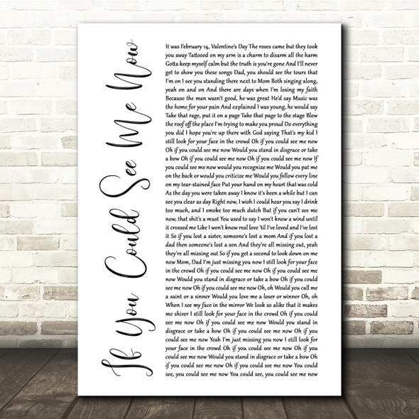 The Script If You Could See Me Now White Script Song Lyric Music Print