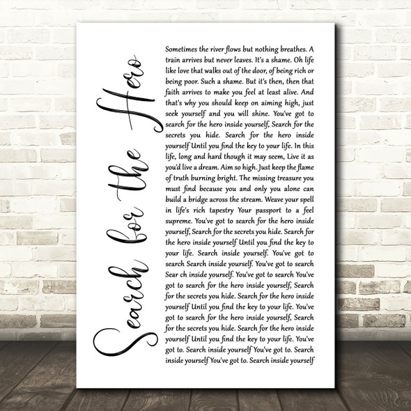 M People Search for the Hero White Script Song Lyric Music Print