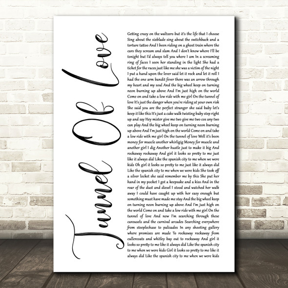 Dire Straits Tunnel Of Love White Script Song Lyric Music Print