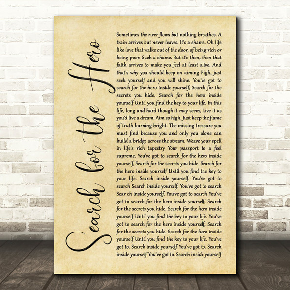 M People Search for the Hero Rustic Script Song Lyric Music Print