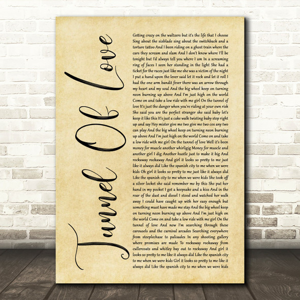 Dire Straits Tunnel Of Love Rustic Script Song Lyric Music Print