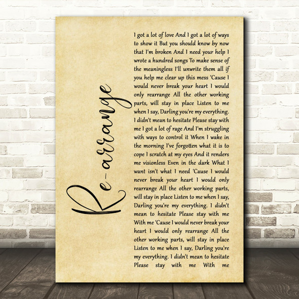 Biffy Clyro Re-arrange Rustic Script Song Lyric Music Print