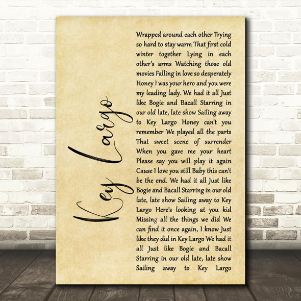 Bertie Higgins Key Largo Rustic Script Song Lyric Music Print