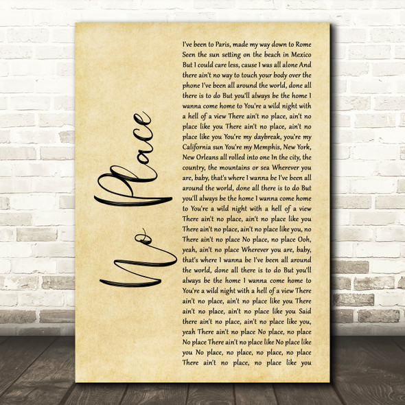 Backstreet Boys No Place Rustic Script Song Lyric Music Print