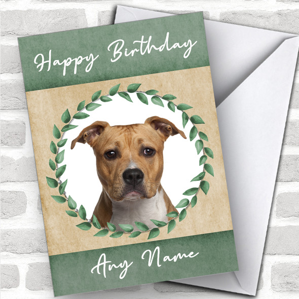 American Staffordshire Terrier Dog Green Animal Personalized Birthday Card