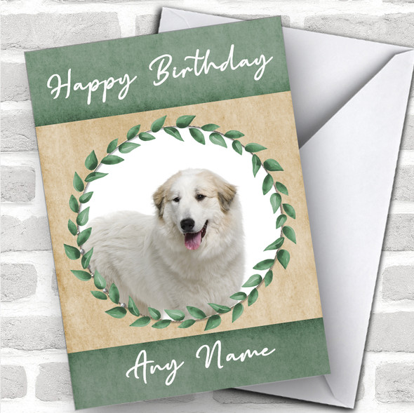 Great Pyrenees Mountain Dog Green Animal Personalized Birthday Card