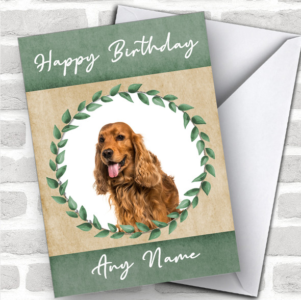 English Cocker Spaniel Dog Green Animal Personalized Birthday Card