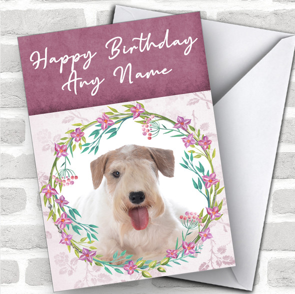 Sealyham Terrier Dog Pink Floral Animal Personalized Birthday Card
