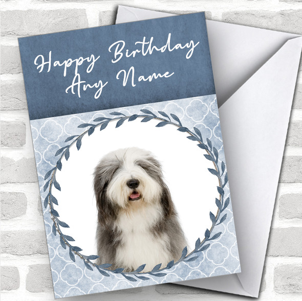 Old English Sheepdog Dog Blue Animal Personalized Birthday Card