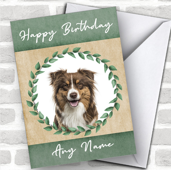 Australian Shepherd Dog Green Animal Personalized Birthday Card