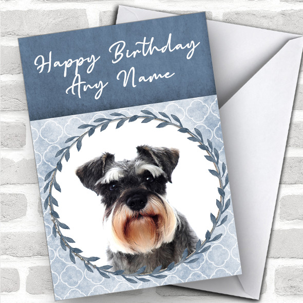 Miniature Schnauzer Dog Blue Animal Personalized Birthday Card
