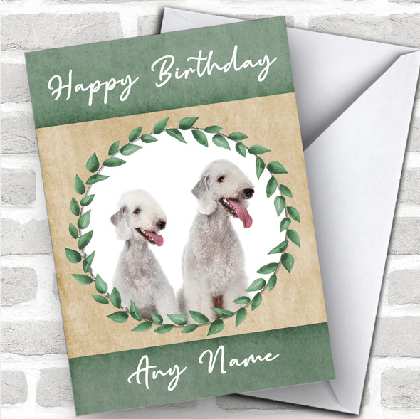 Bedlington Terrier Dog Green Animal Personalized Birthday Card