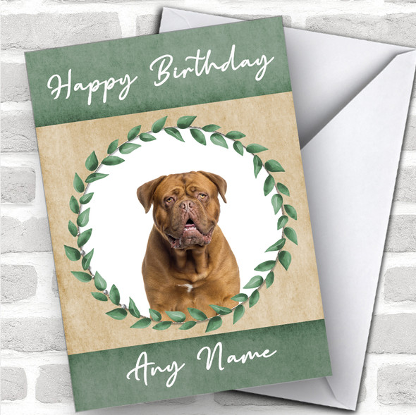 Dogue De Bordeaux Dog Green Animal Personalized Birthday Card