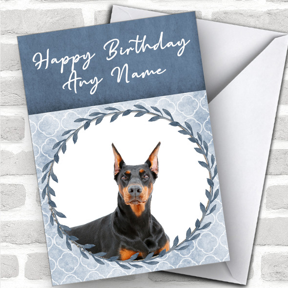 Doberman Pinscher Dog Blue Animal Personalized Birthday Card