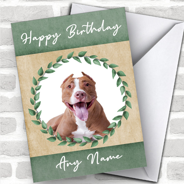 Pit Bull Terrier Dog Green Animal Personalized Birthday Card