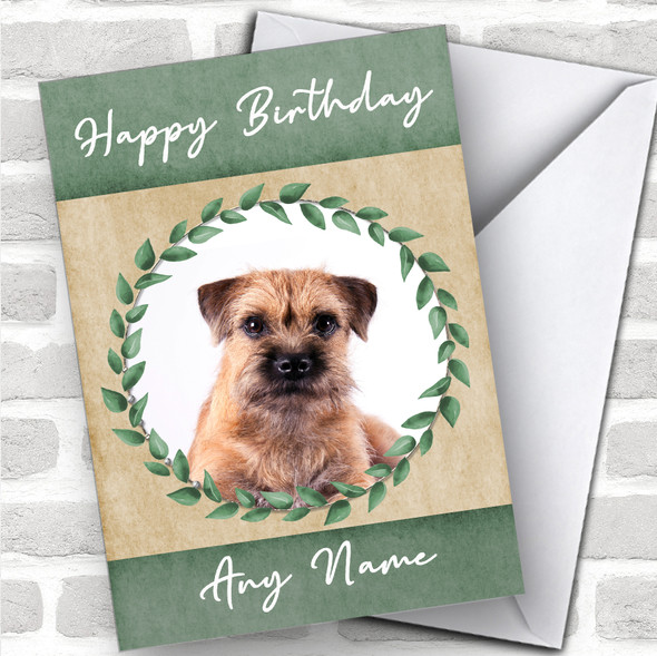 Border Terrier Dog Green Animal Personalized Birthday Card