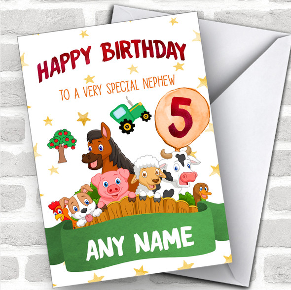 Personalized Boys Birthday Card Farm Animals 7Th 8Th 9Th 10Th 11Th 12Th Nephew