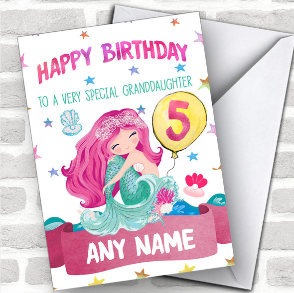Personalized Girls Birthday Card Mermaid 1St 2Nd 3Rd 4Th 5Th 6Th Granddaughter
