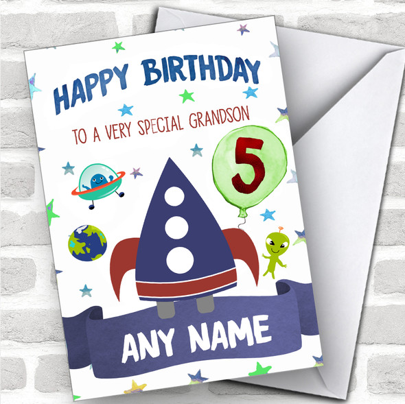 Personalized Birthday Card Space Alien 7Th 8Th 9Th 10Th 11Th 12Th Grandson