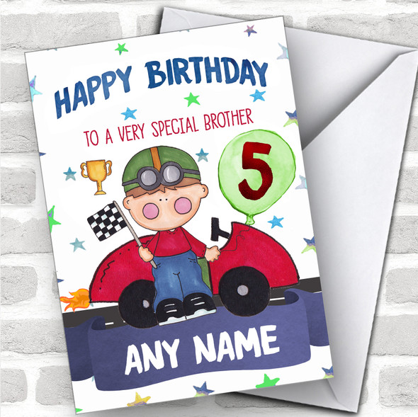 Personalized Boys Birthday Card Racing Car 1St 2Nd 3Rd 4Th 5Th 6Th Brother