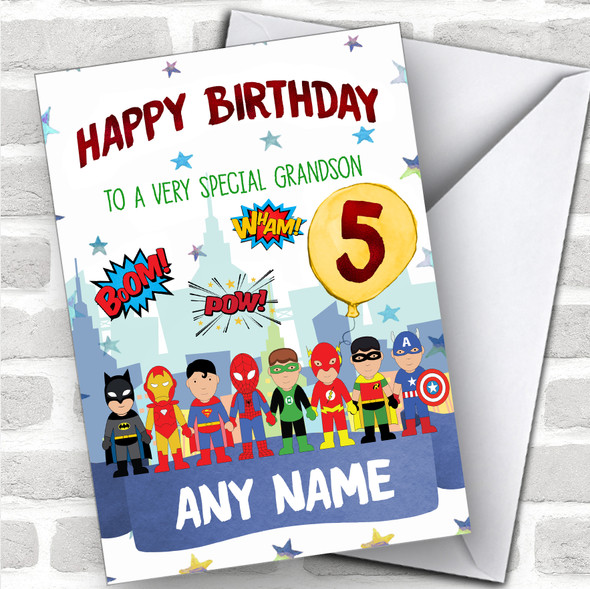 Personalized Boys Birthday Card Superhero 1St 2Nd 3Rd 4Th 5Th 6Th Grandson