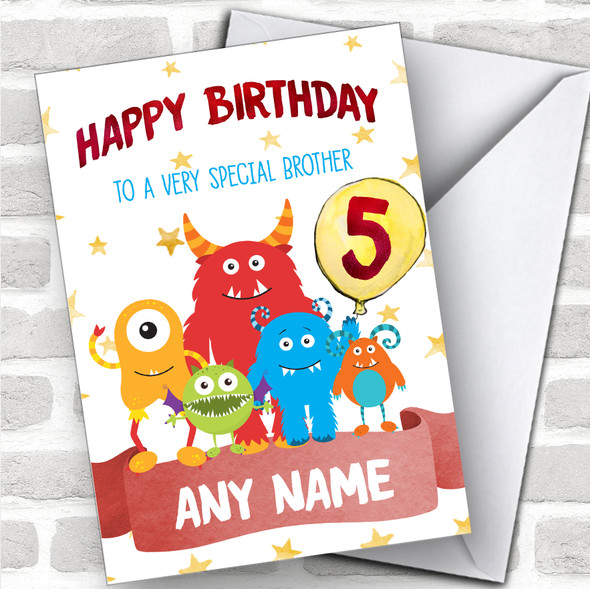 Personalized Boys Birthday Card Monster 1St 2Nd 3Rd 4Th 5Th 6Th Brother