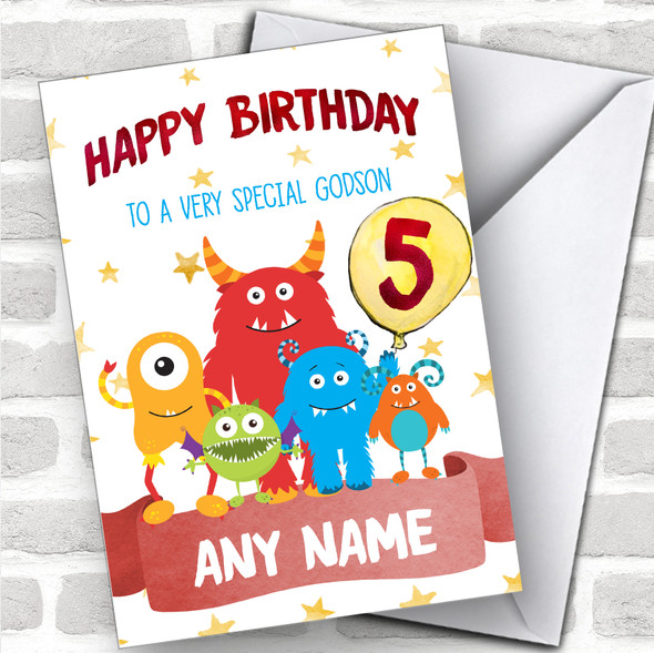 Personalized Boys Birthday Card Monster 1St 2Nd 3Rd 4Th 5Th 6Th Godson